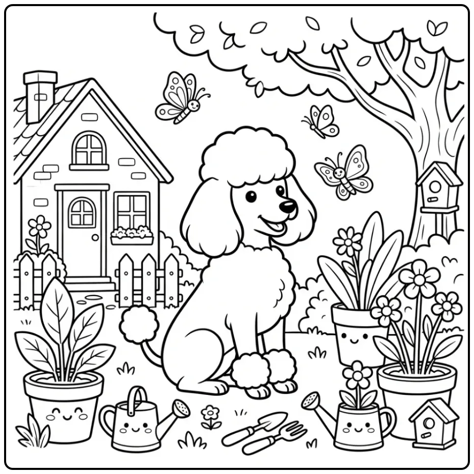 An elegant dog for a Realistic Poodle Coloring Page.