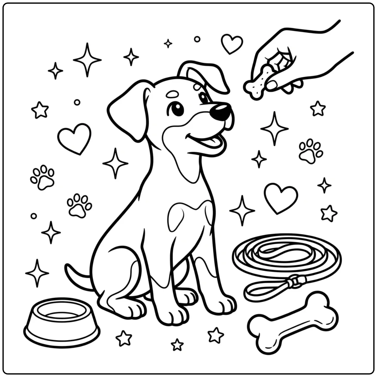 Cute Puppy Doberman coloring page sitting for a treat.