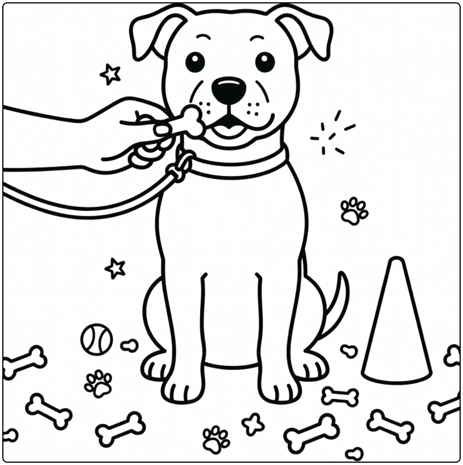 Cute American Staffordshire Terrier coloring page training.