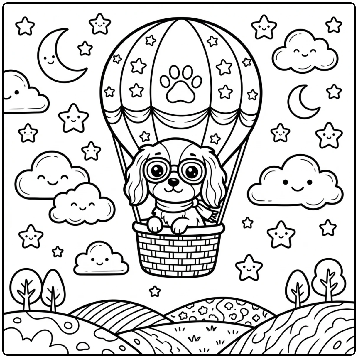 Brave cartoon cavalier king charles spaniel coloring page
