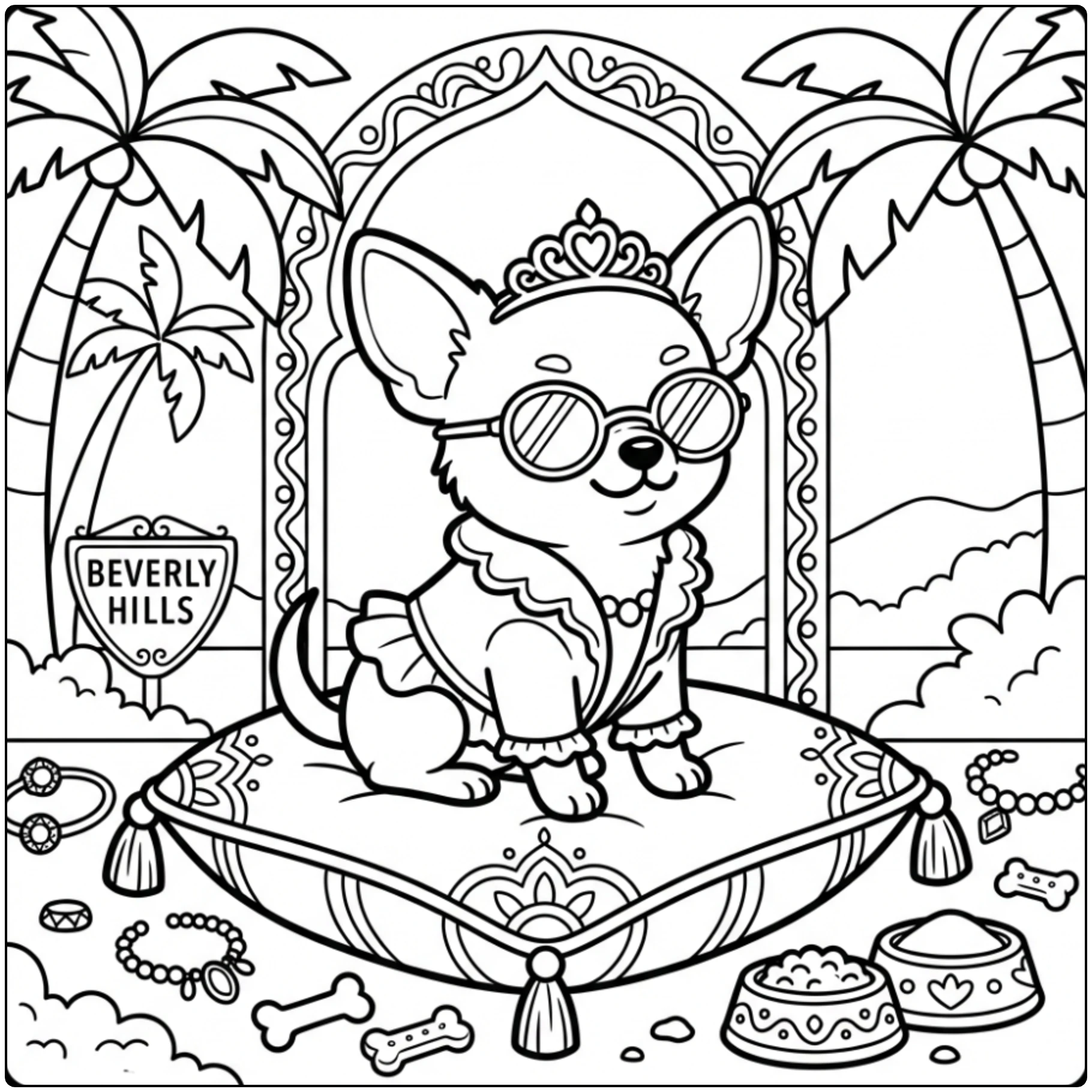 Stylish dog in a Beverly Hills Chihuahua coloring page.