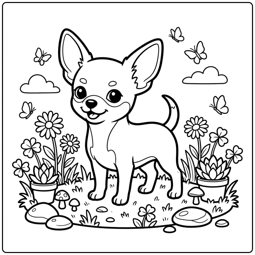 A cute puppy on a Realistic Chihuahua coloring page.