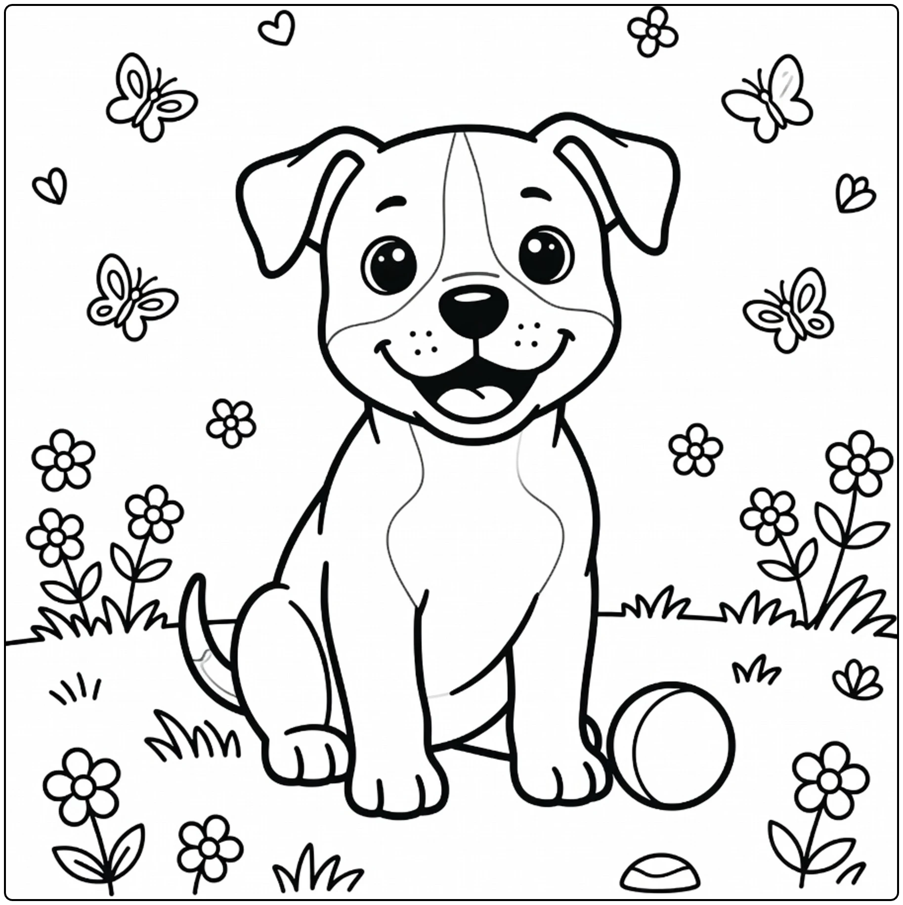 Cute American Staffordshire Terrier coloring page with puppy.