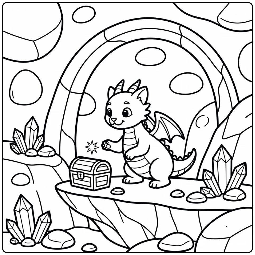 Playful cat dragon coloring pages: feline beast bats spark over chest
