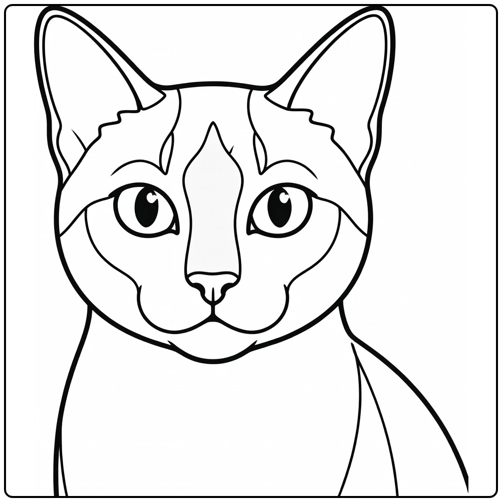 Siamese cat face coloring pages: elegant alert eyes