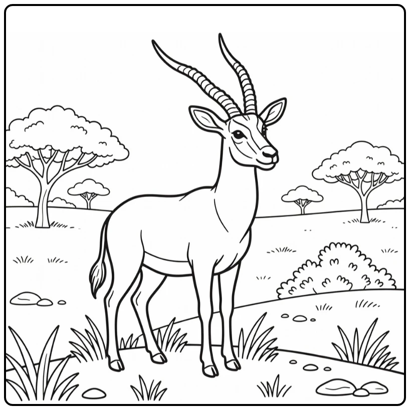 african animals coloring page sable antelope on ridge