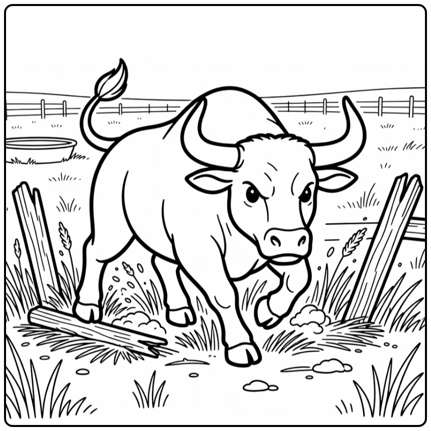 Angry bull charging grass ranch angry bull coloring pages