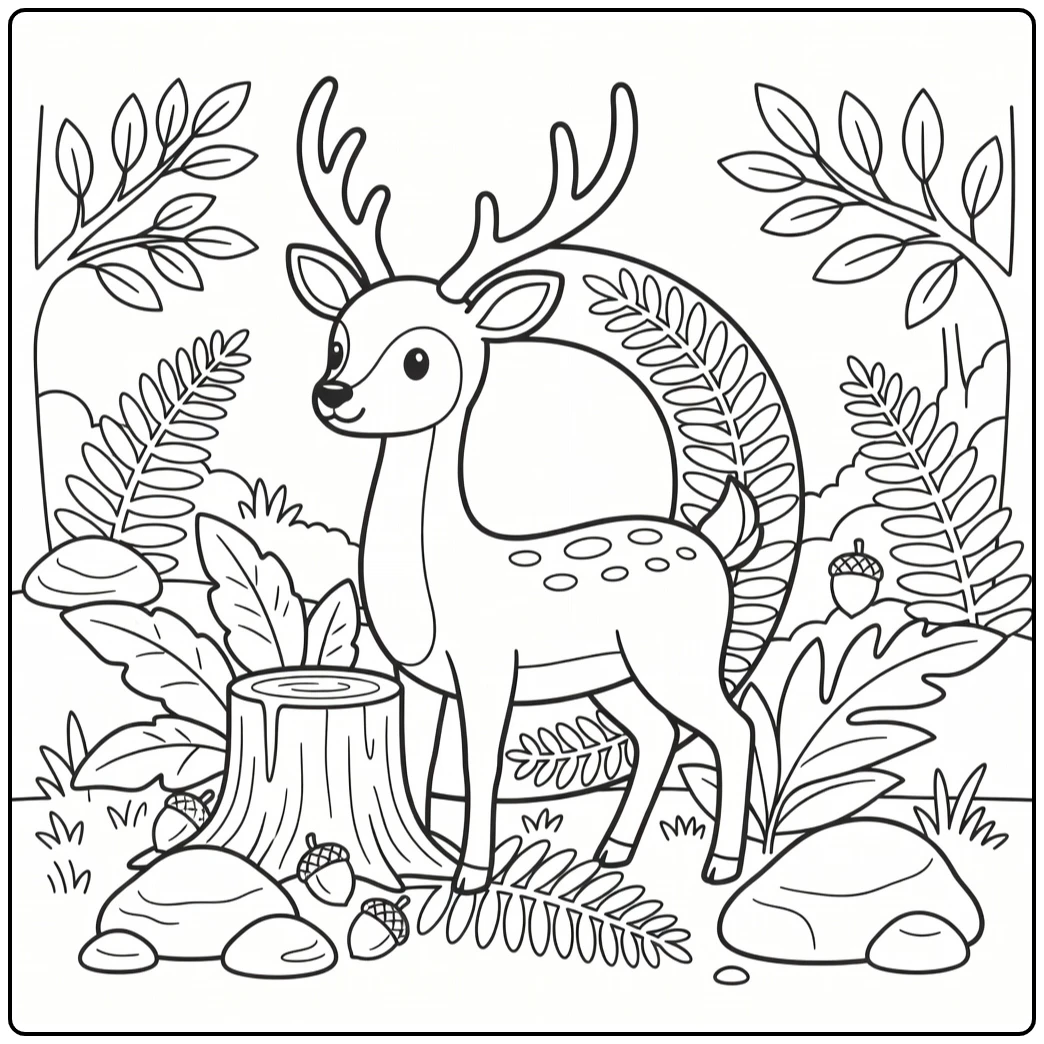 Animal Alphabet Coloring Page of Deer Forming Letter D