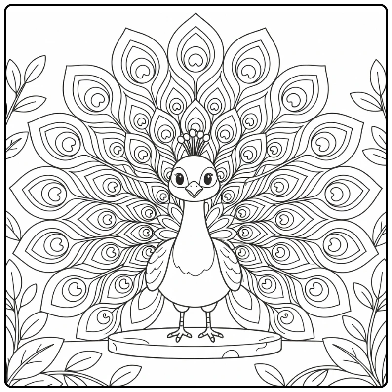 Peacock animal mandala coloring pages tail fan design
