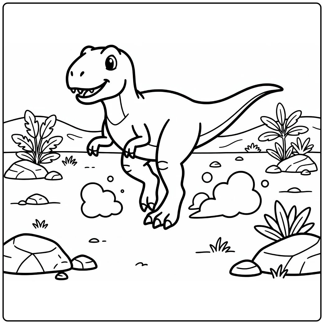Carnotaurus dinosaur coloring page running and turning sharply