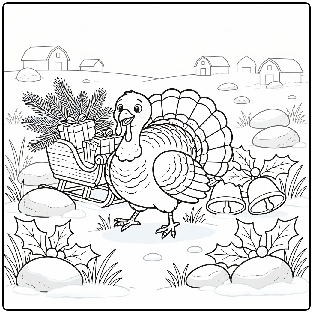 christmas turkey coloring page with rio grande turkey by sleigh