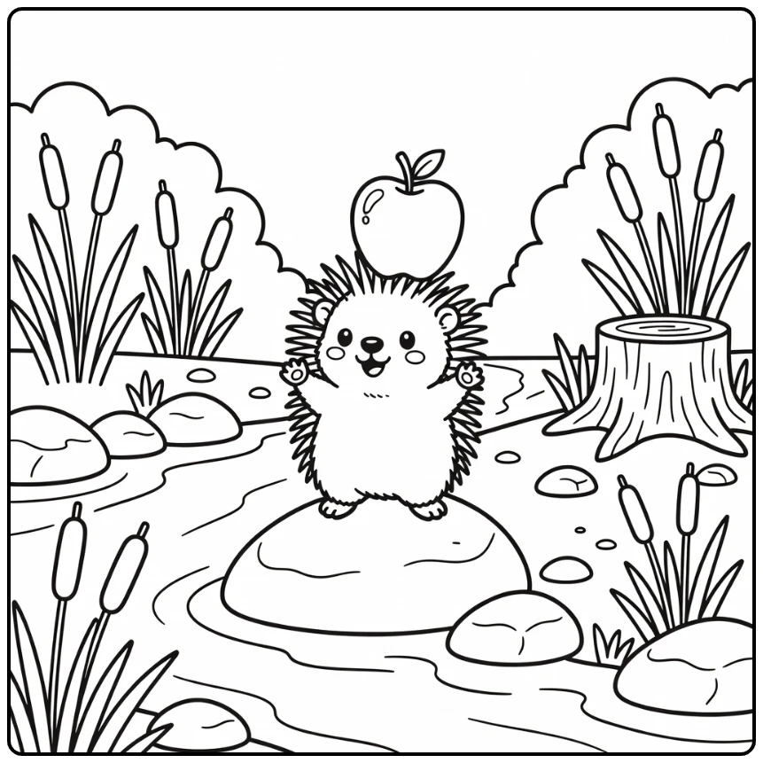 Baby porcupine cute baby animals cartoon coloring pages