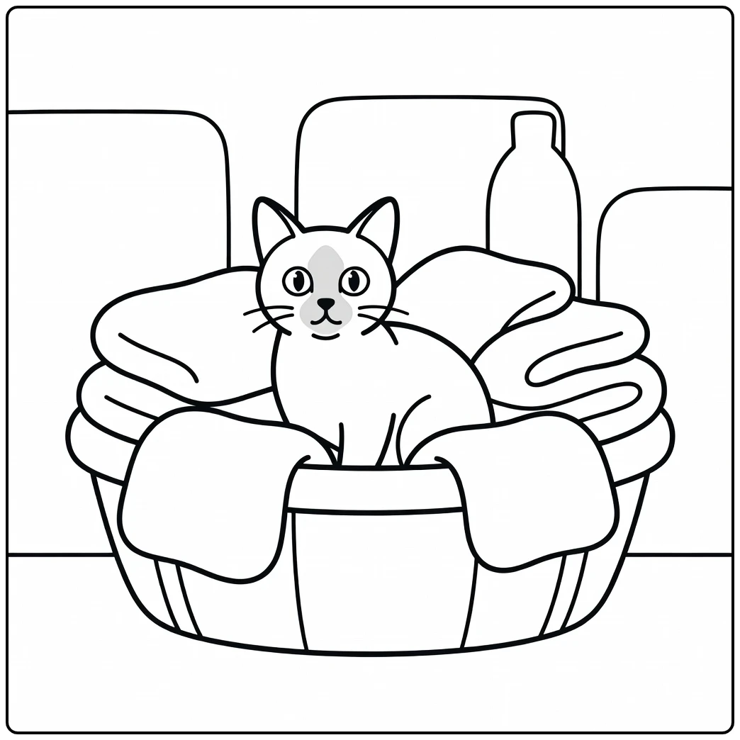 Siamese cat peeking from laundry basket siamese cat coloring pages