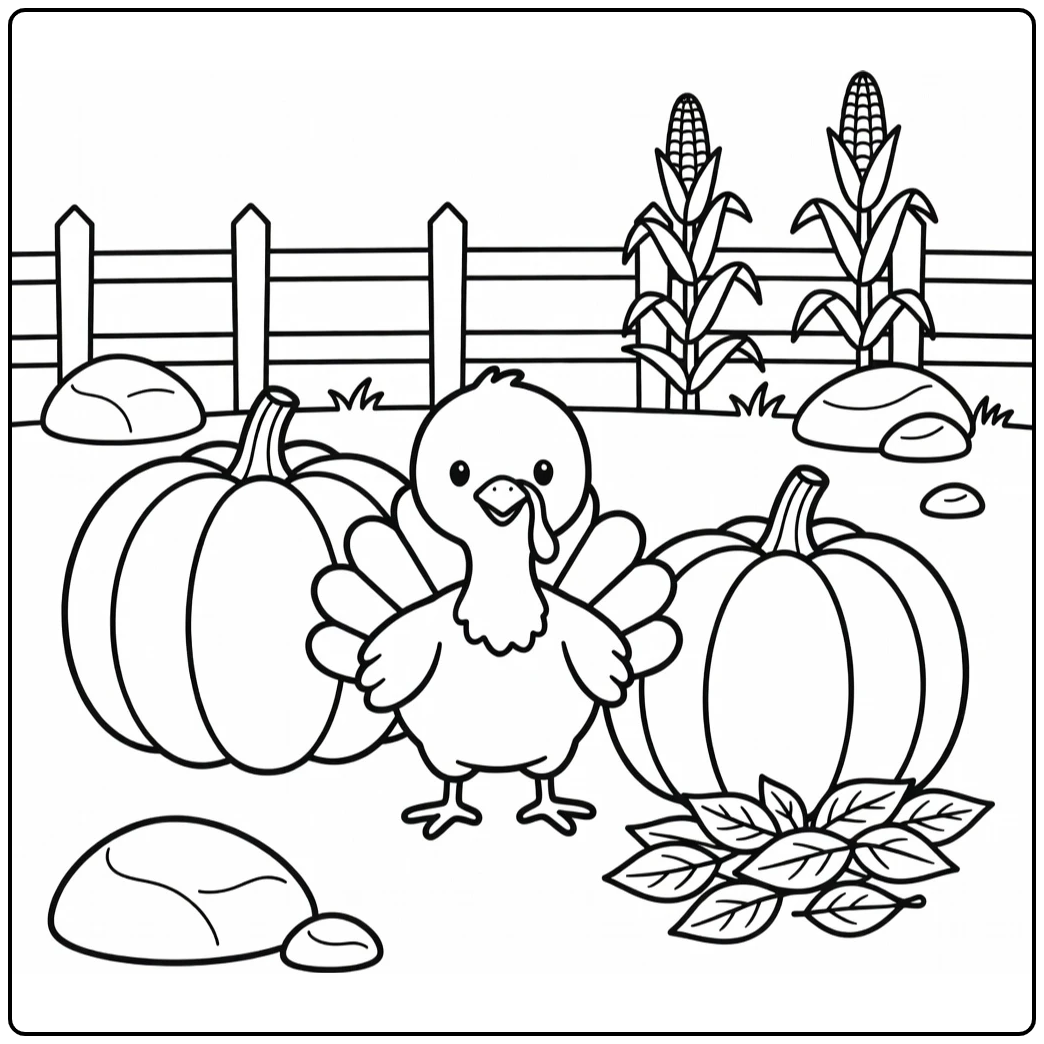 cute thanksgiving turkey coloring page baby turkey pumpkin