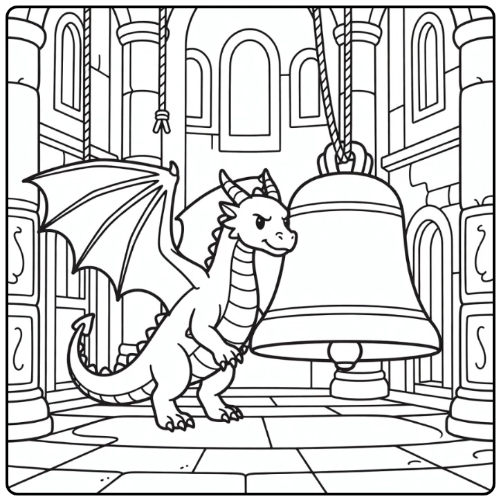 Dragon coloring page for adults: western dragon by tower bell