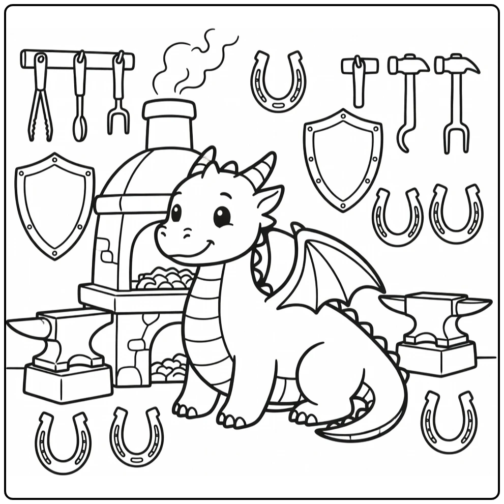 Cute western dragon by blacksmith forge dragon coloring page