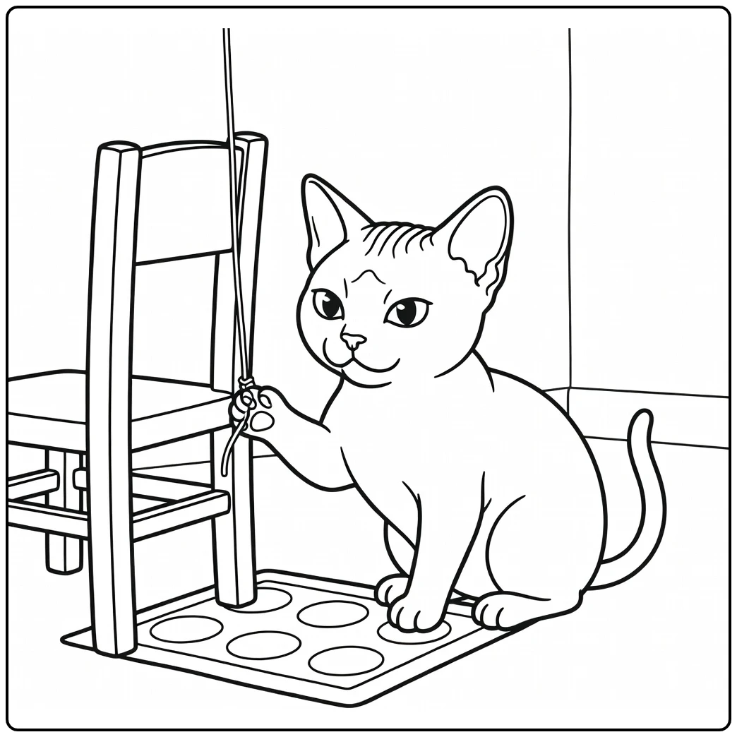 Hairless cat paws at string - hairless cat coloring pages