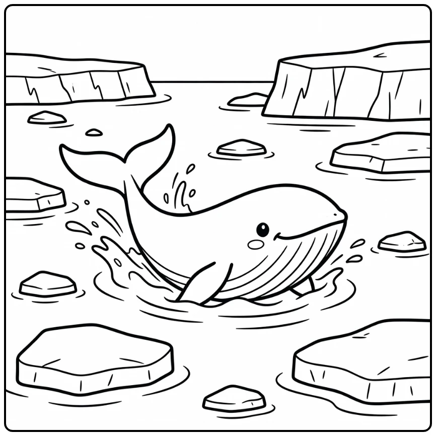 Diving Humpback Whale Antarctic Animals Coloring Page