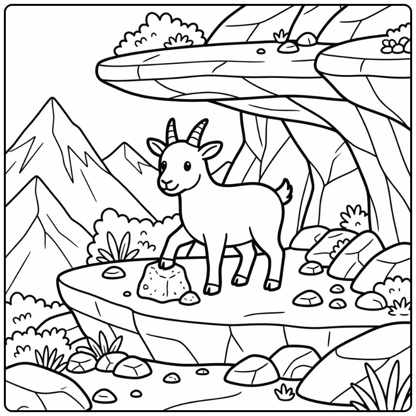 Mountain goat coloring page at mineral salt lick