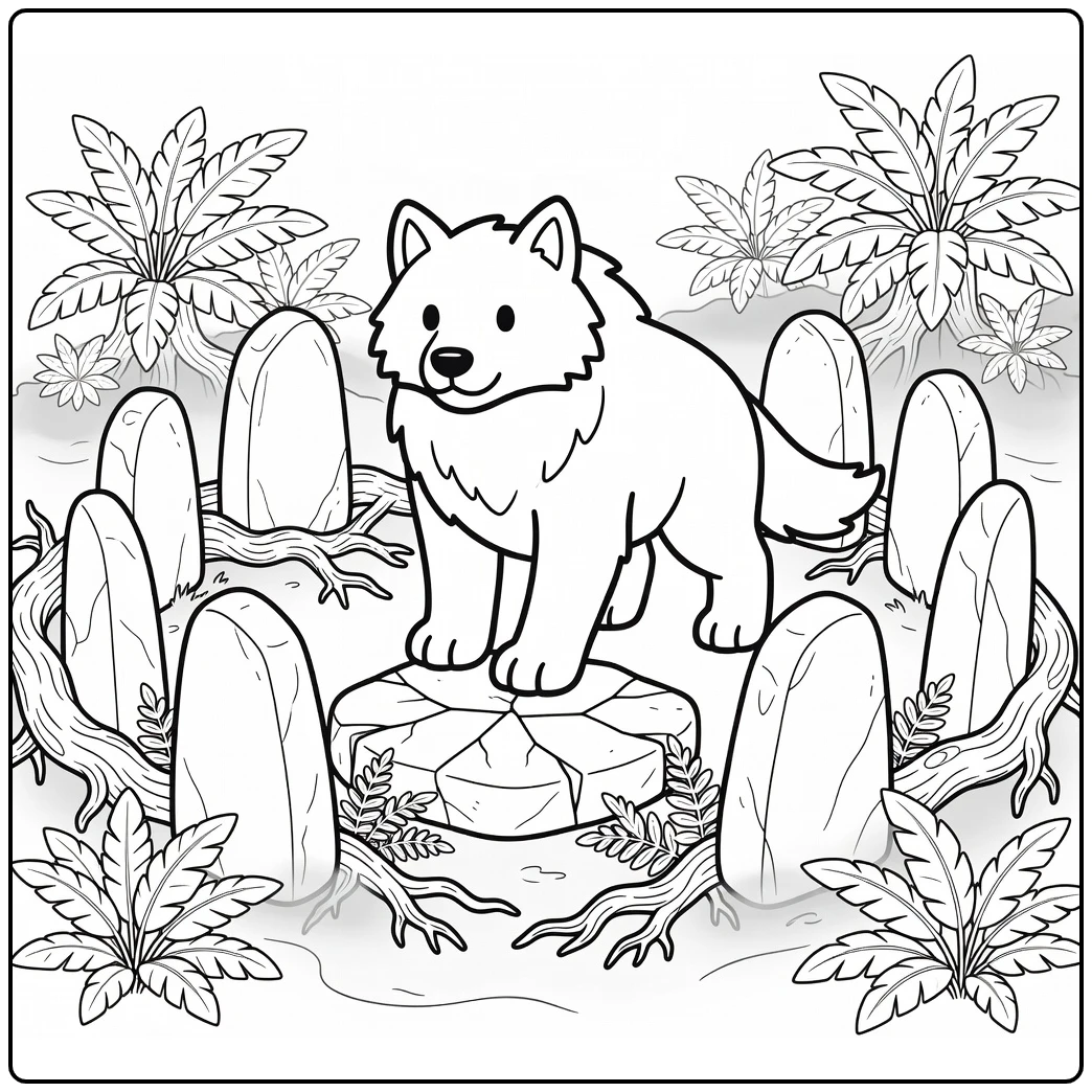 mythical creature animal coloring page for adults Fenrir