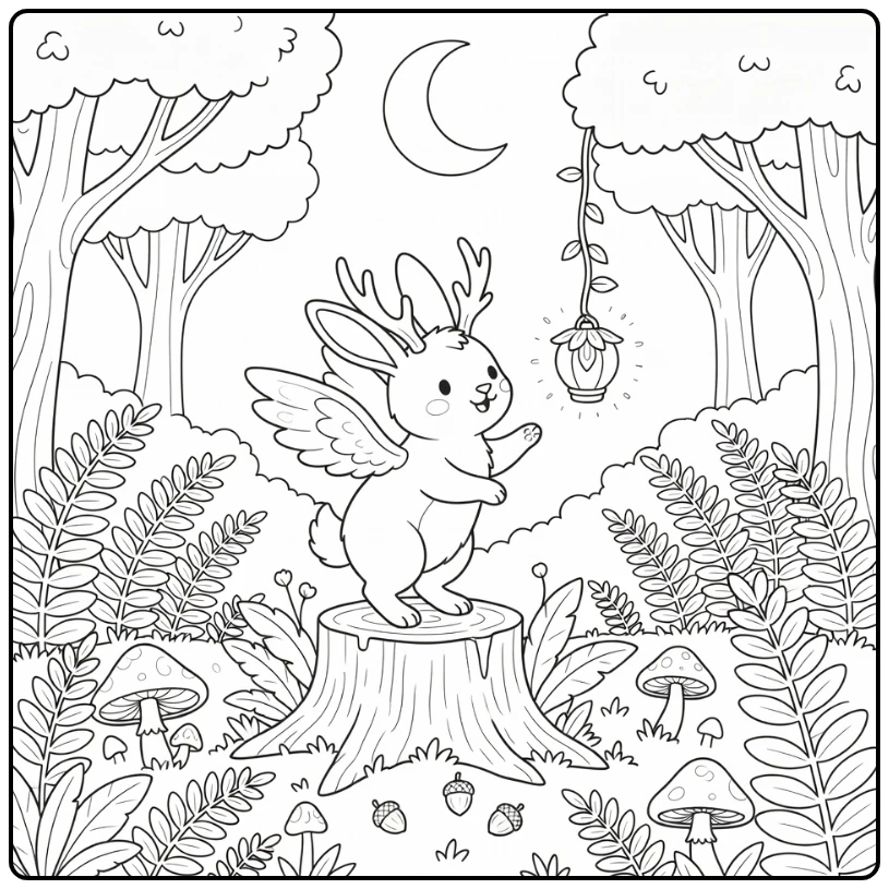 mythical creature animal coloring page for adults wolpertinger