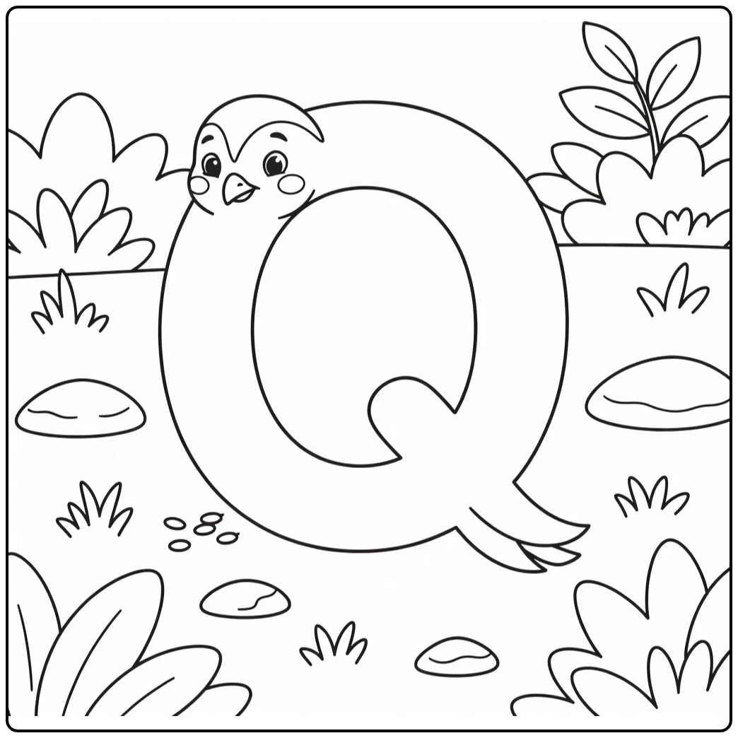 Quail Forming Q Preschool Animal Alphabet Coloring Page