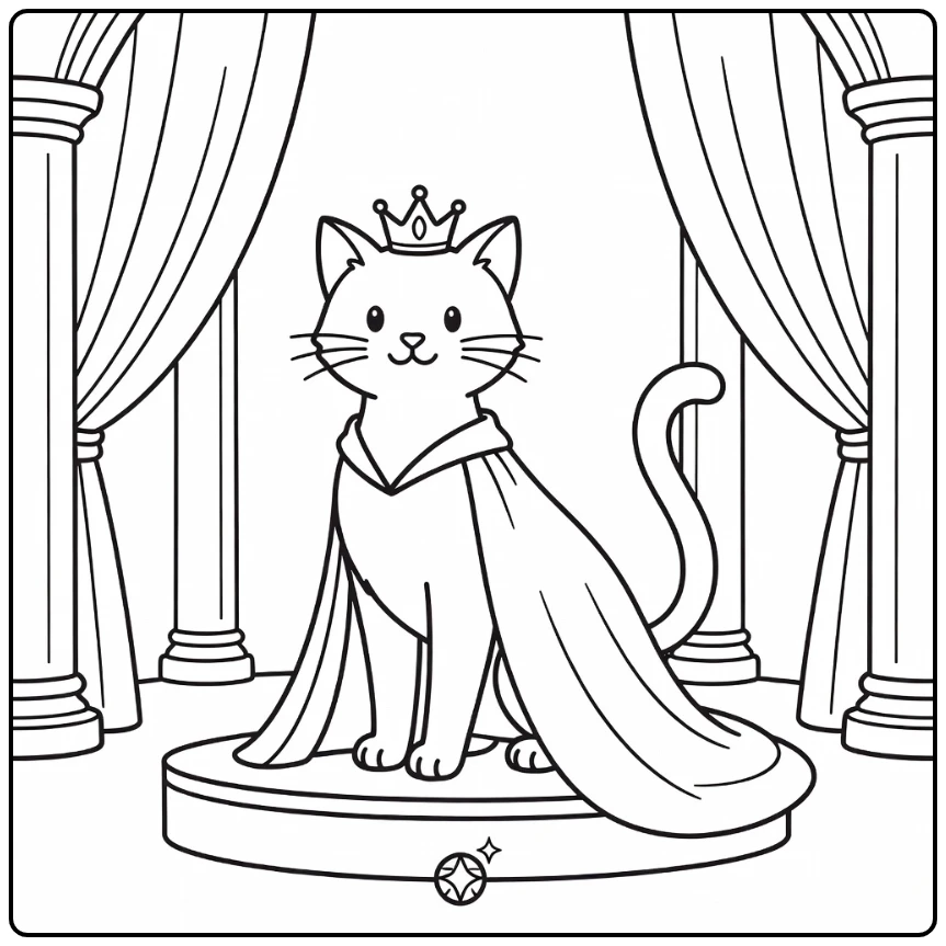 Regal princess cat coloring pages touching sparkling jewel