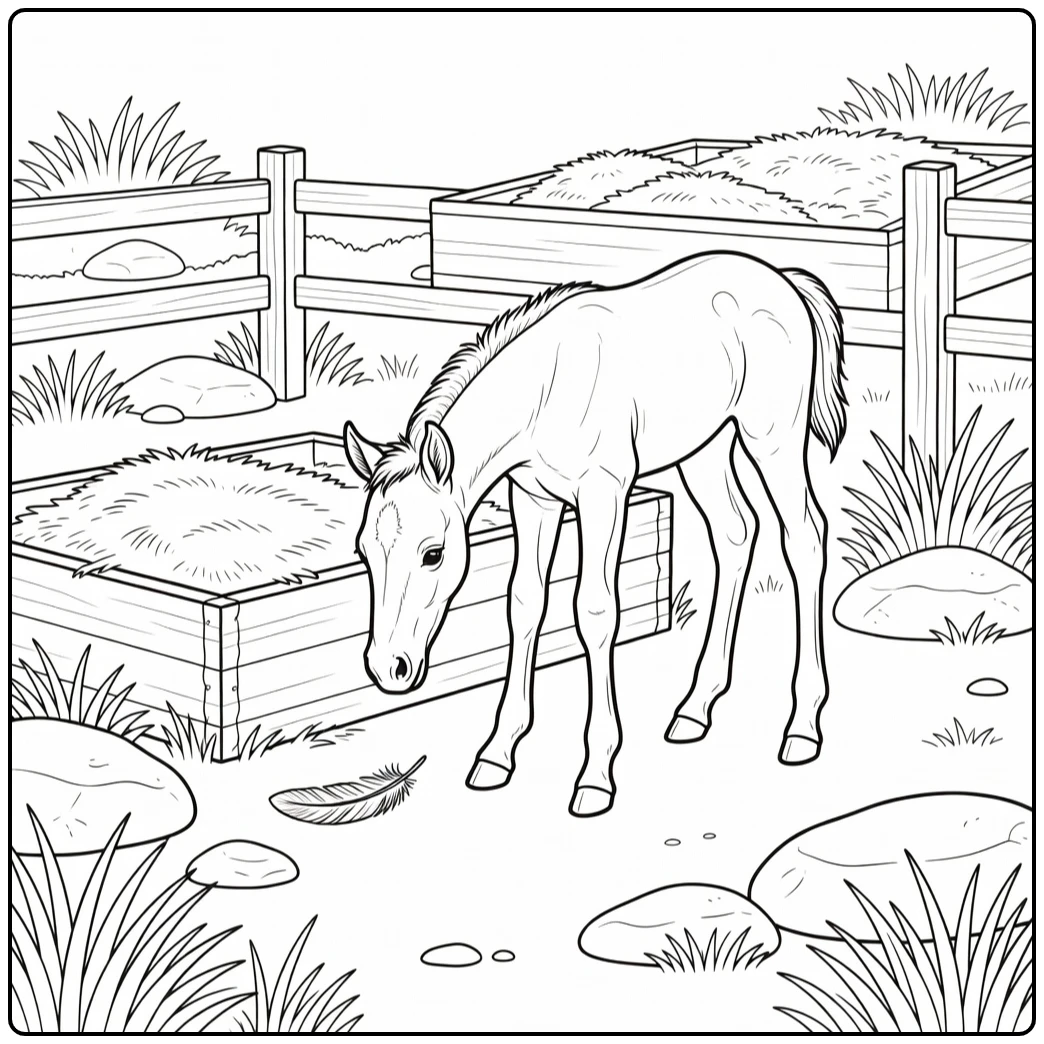 realistic baby horse coloring page foal with feather