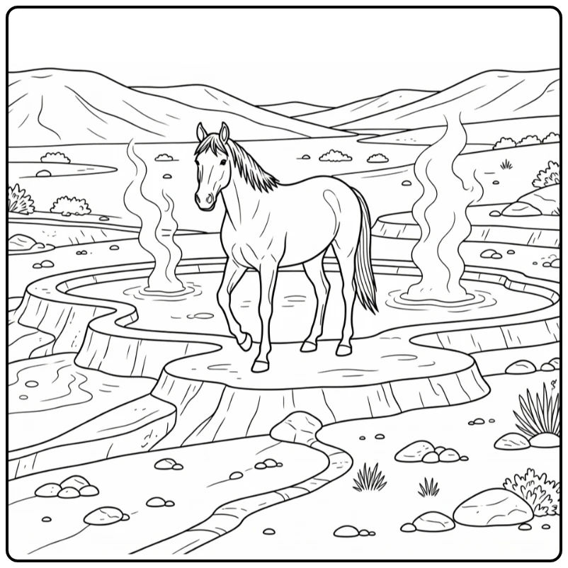 Realistic wild horse coloring page by mineral terraces