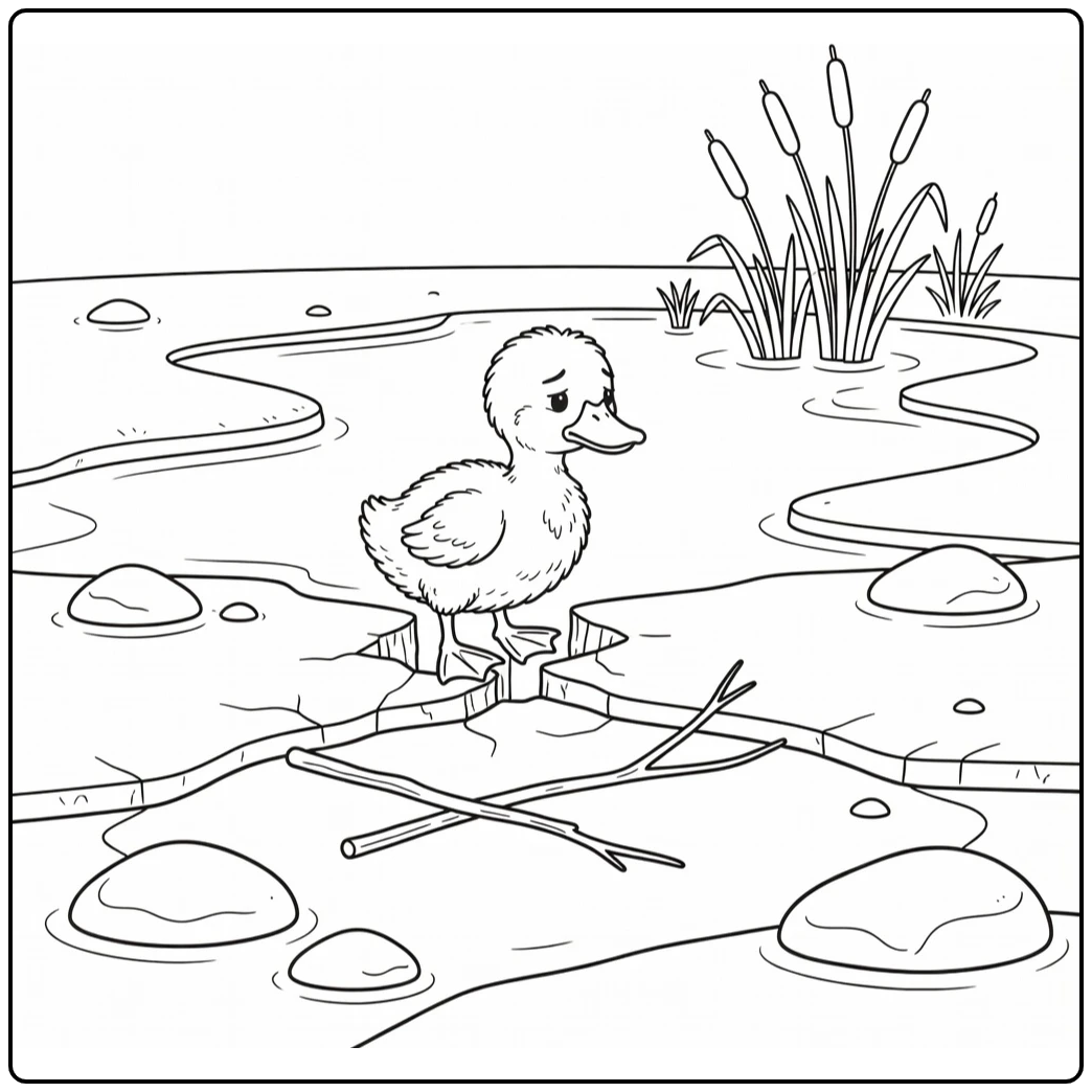 the ugly duckling coloring page awkward duckling by frozen pond