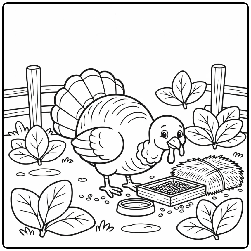 turkey body coloring page of domestic turkey on the farm