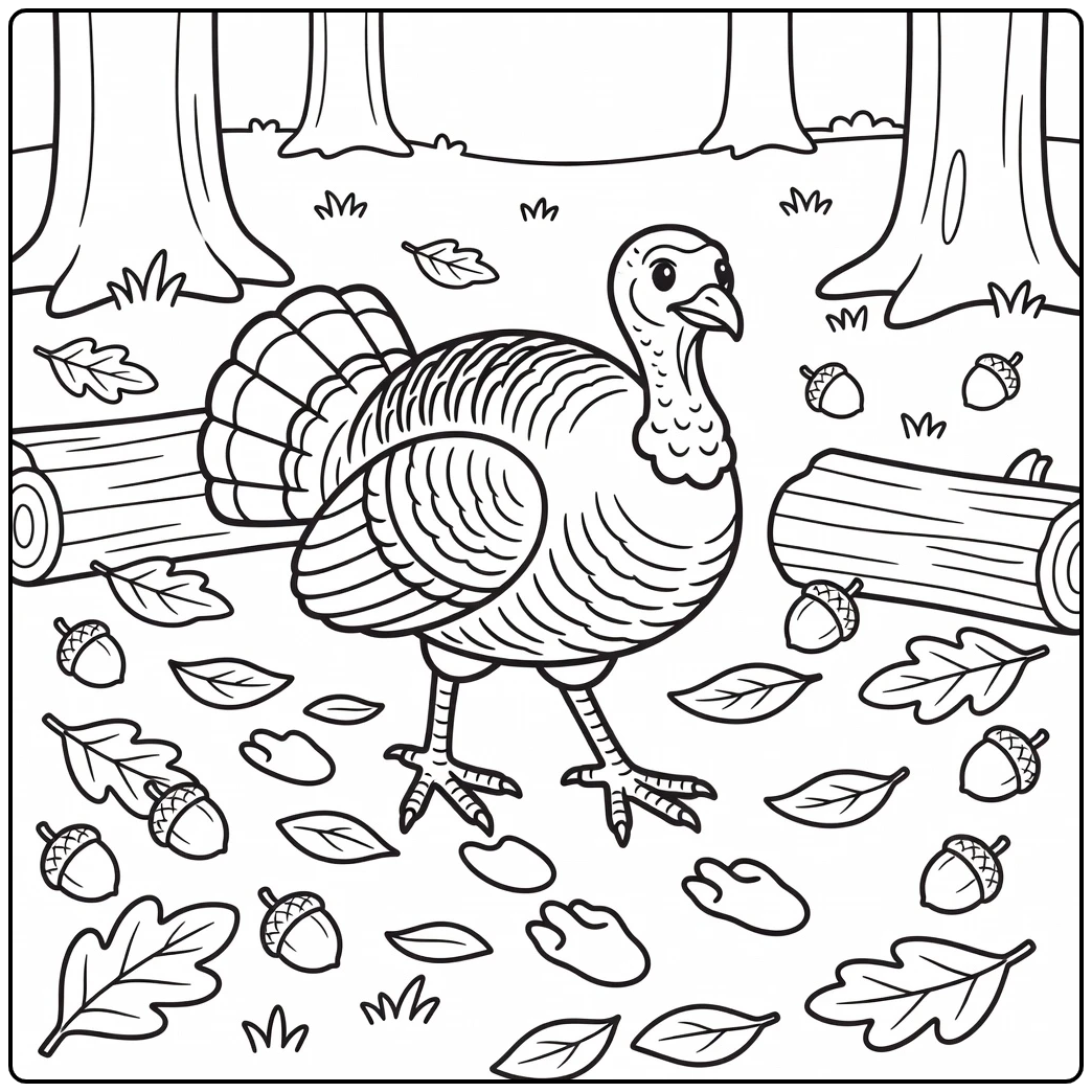 Turkey feet coloring page of wild turkey stepping on leaves