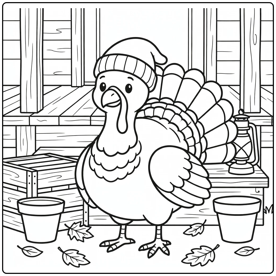 turkey with hat coloring page of plump turkey by rustic porch