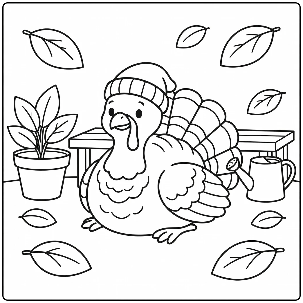 turkey with hat coloring page plump turkey in garden