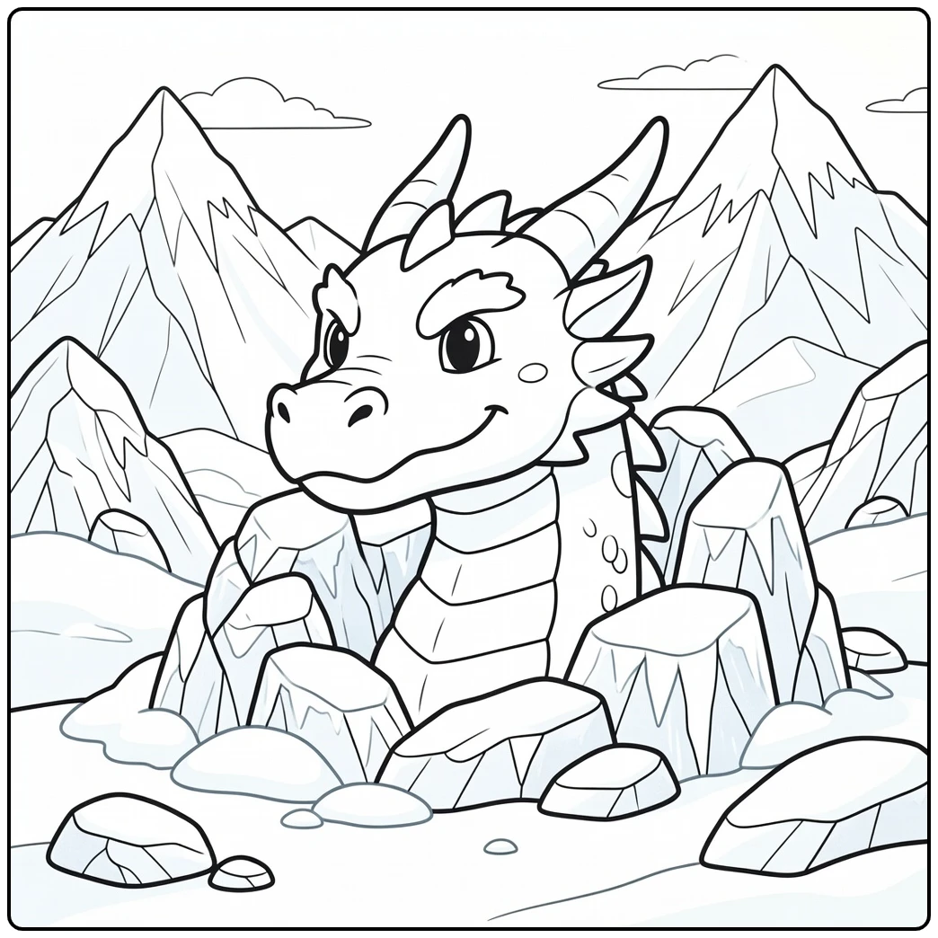 Dragon head coloring page breaking icy rock ring