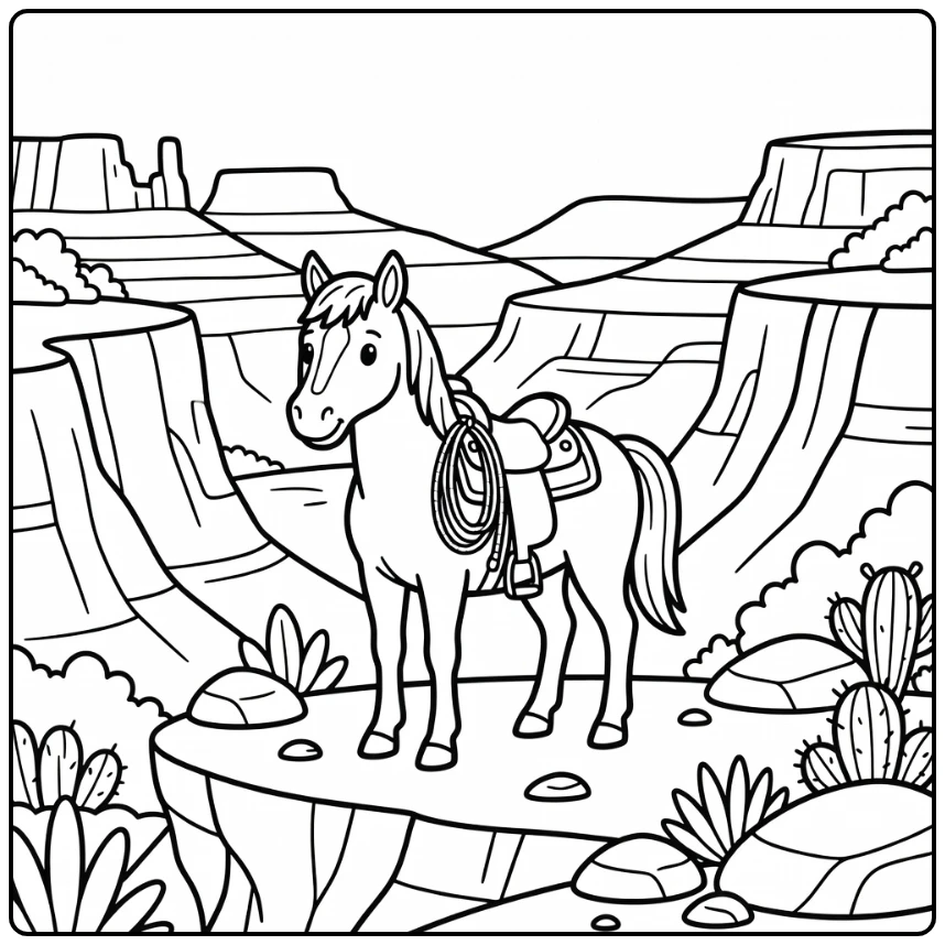Western Horse Coloring Page at Canyon Overlook