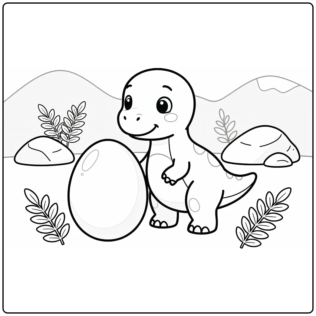 Baby Allosaurus cartoon dinosaur coloring page for kids