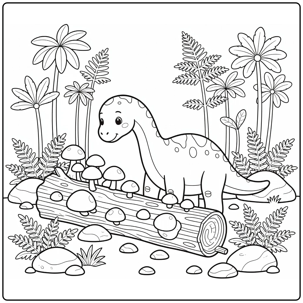 brachiosaurus coloring page cute dinosaur by fungi log