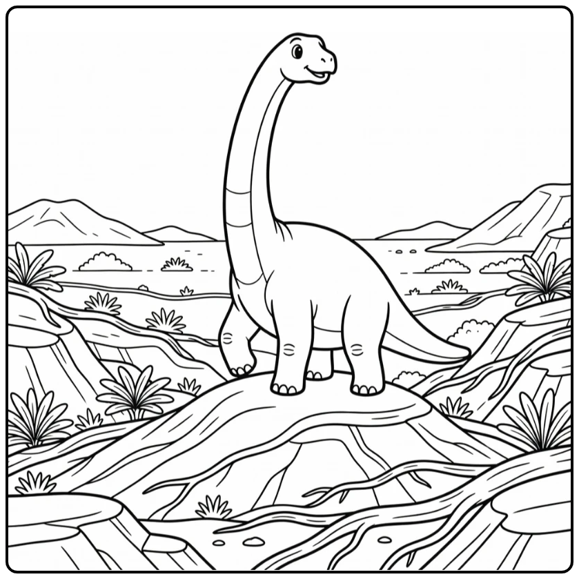 Brachiosaurus coloring page climbing sloped ridge