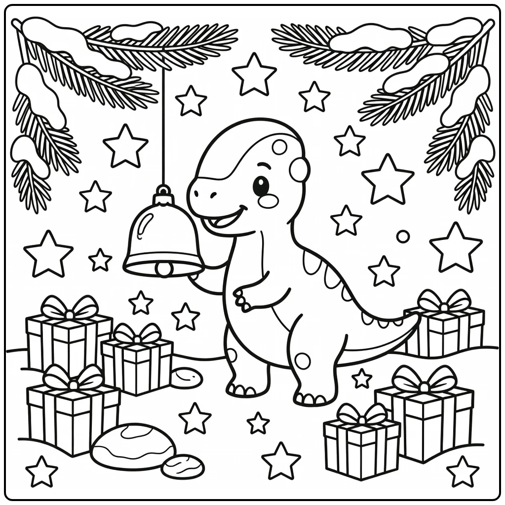 Christmas dinosaur coloring page Pachycephalosaurus bell