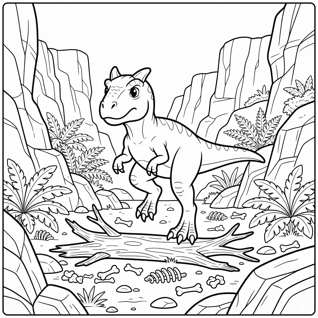 Cool dinosaur coloring page of leaping Carnotaurus