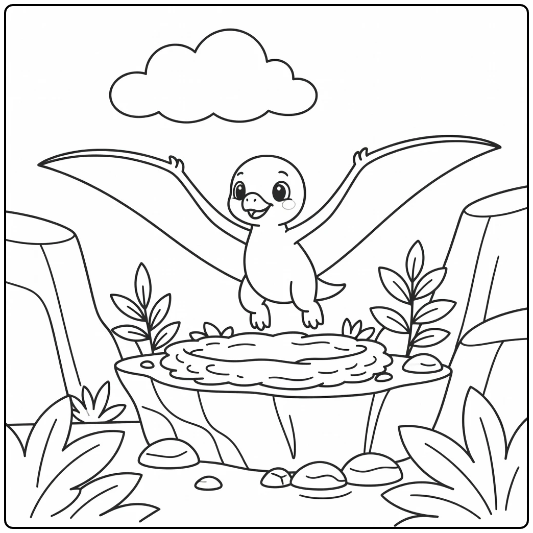 cute baby dinosaur coloring page of Tapejara gliding