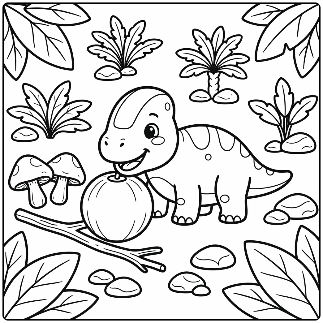 Cute cartoon dinosaur coloring page of Pachycephalosaurus