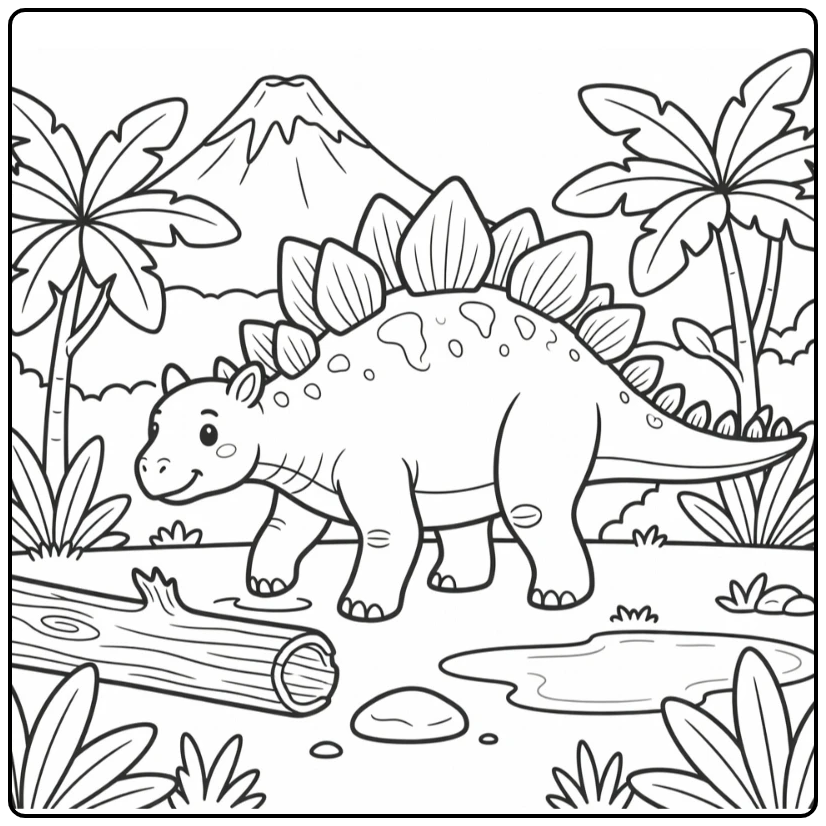 dinosaur coloring page for kids Stegosaurus by puddle