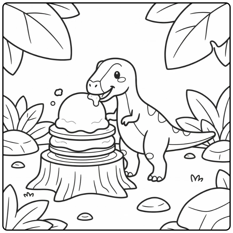 dinosaur eating ice cream coloring page Homalocephale dino