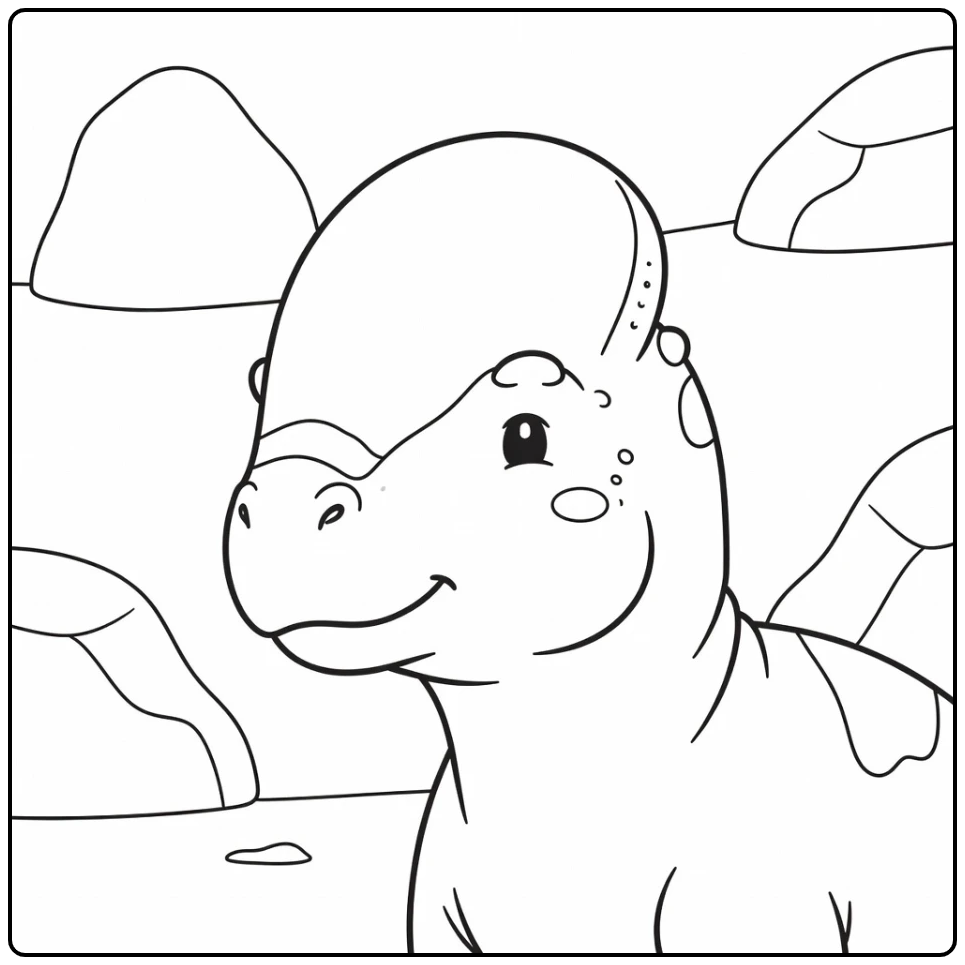 Dinosaur head coloring page of Pachycephalosaurus close-up