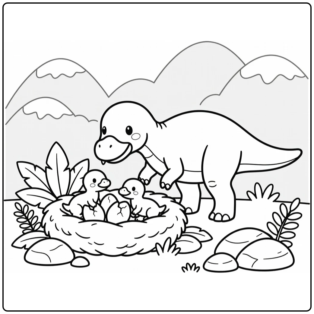 dinosaur mothers day coloring page maiasaura and hatchlings