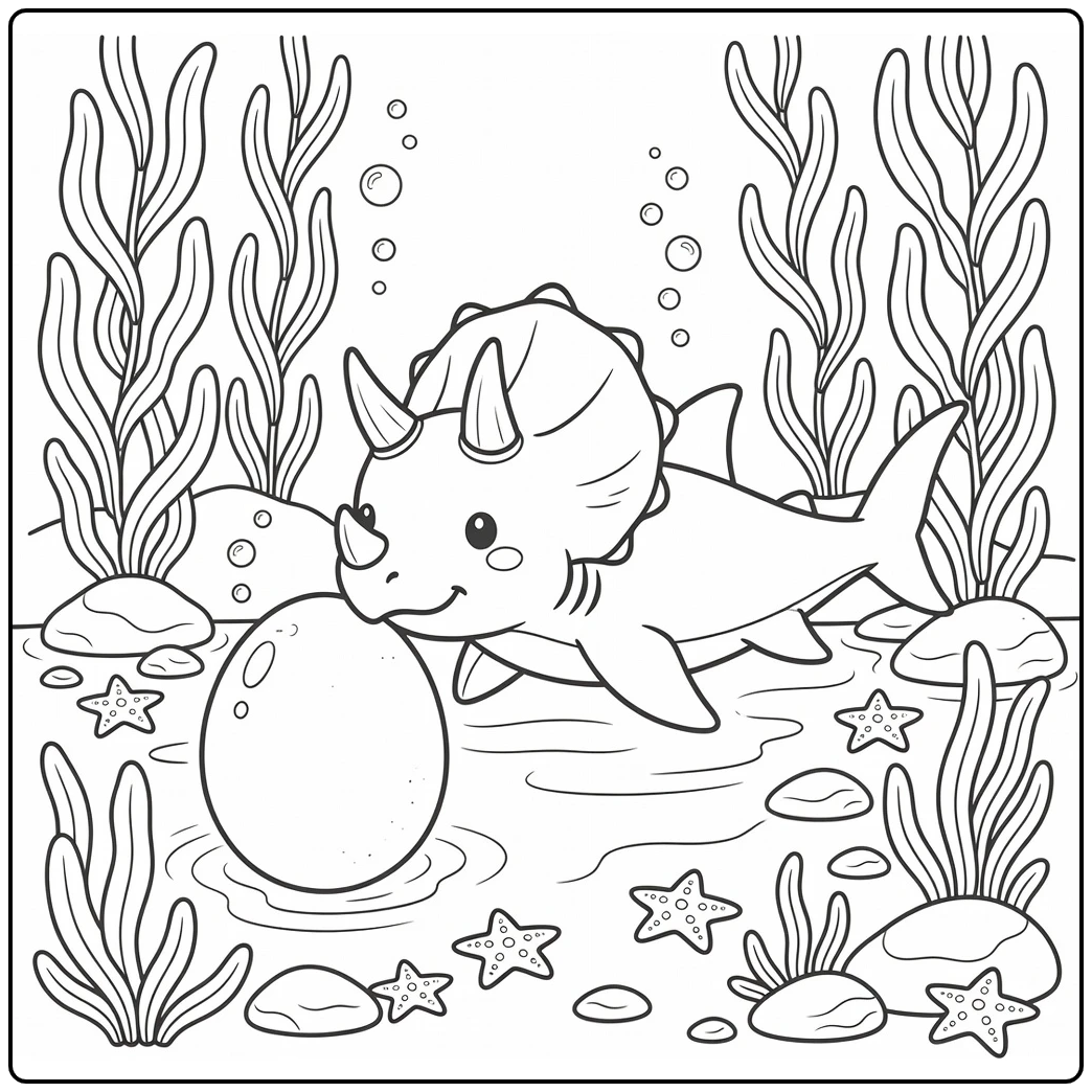 dinosaur shark coloring page triceratops hybrid with fossil egg