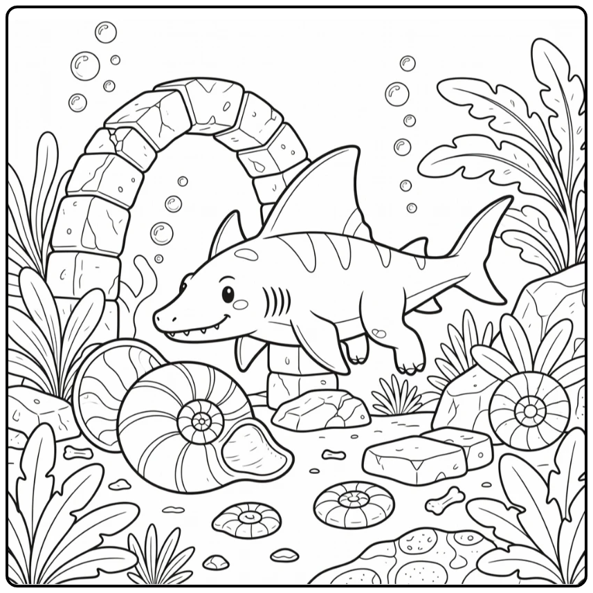 Dinosaur shark coloring page spinosaurus by stone arch