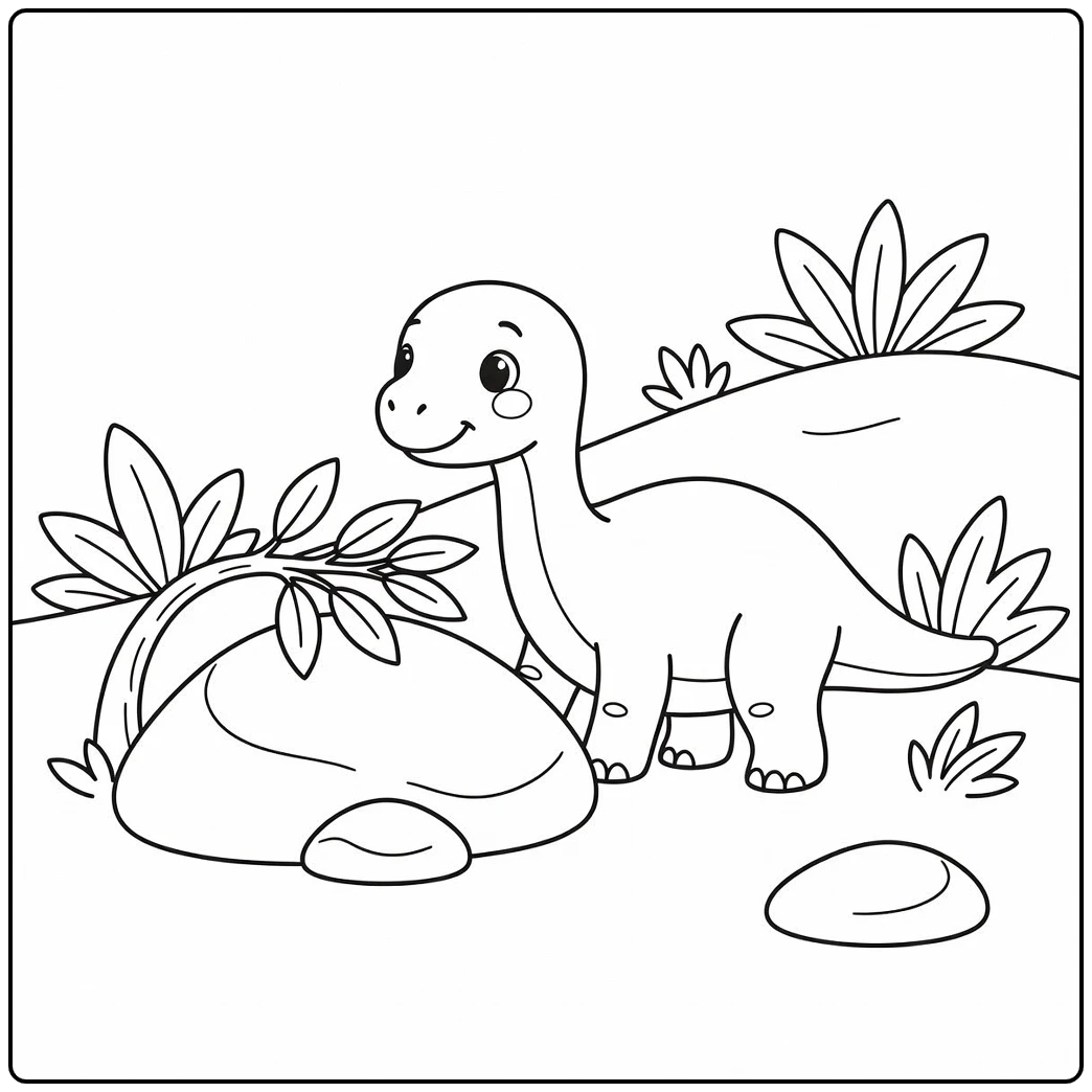 easy baby dinosaur coloring page baby Apatosaurus by rock